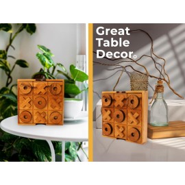 BSIRI Wooden Tic Tac Toe Game - Brain Teaser Puzzles for Adults and Unique Gifts for Kids, Coffee Table Decor Living Room Decor Modern Wood Decor, Classic Board Games for Family (5.5 Inch)