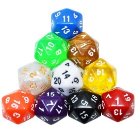 SmartDealsPro 10-Pack 20 Sided Dice D20 Polyhedral Dice for DND RPG MTG Table Game (Mix Color) SmartDealsPro 10-Pack 20 Sided Dice D20 Polyhedral Dice for DND RPG MTG Table Game (Mix Color)