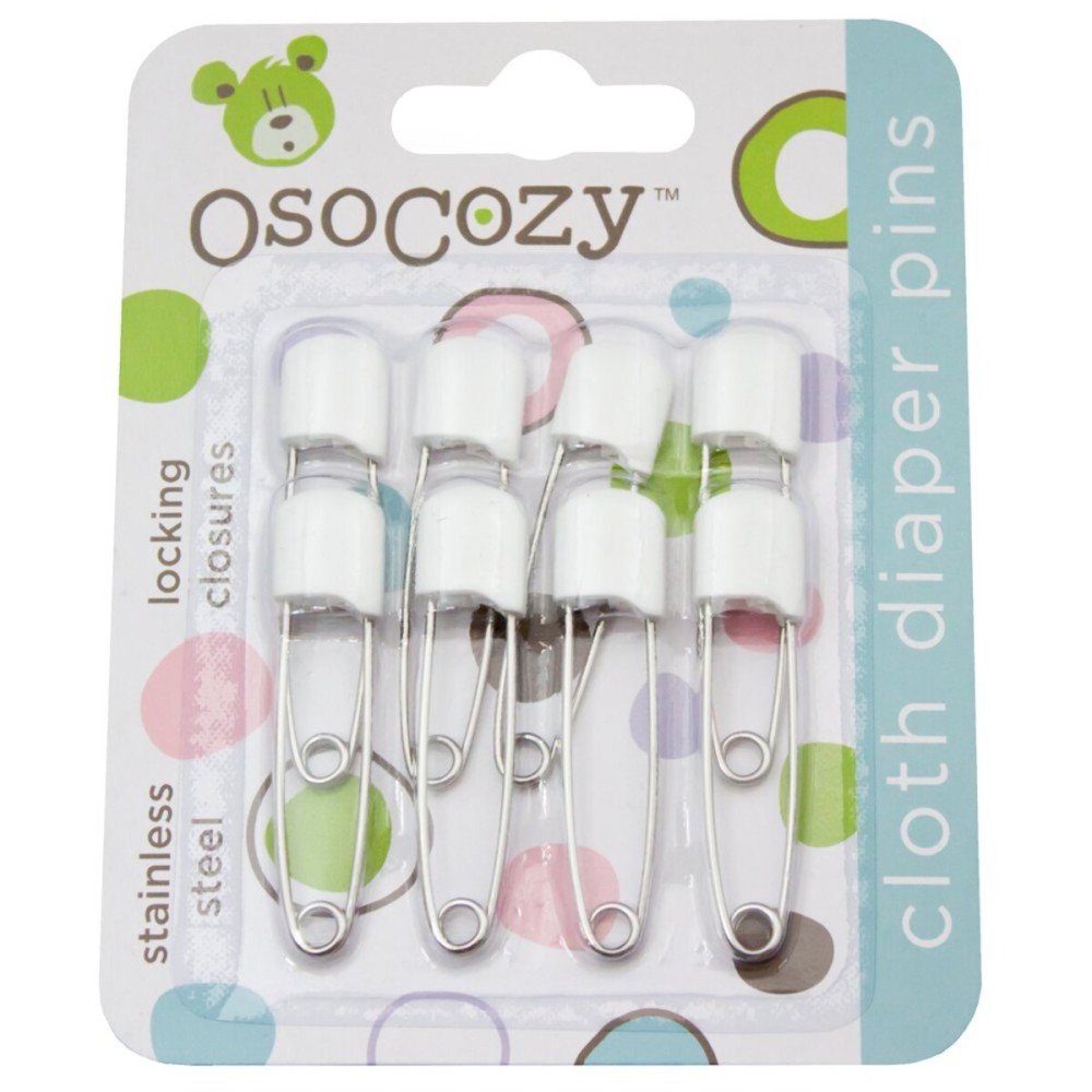 OsoCozy Diaper Pins - {White} - Sturdy, Stainless Steel Diaper Pins with Safe Locking Closures - Use for Special Events, Crafts or Colorful Laundry Pins , 8 Count (Pack of 1) OsoCozy Diaper Pins - {White} - Sturdy, Stainless Steel Diaper Pins with Safe Locking Closures - Use for Special Events, Crafts or Colorful Laundry Pins , 8 Count (Pack of 1)