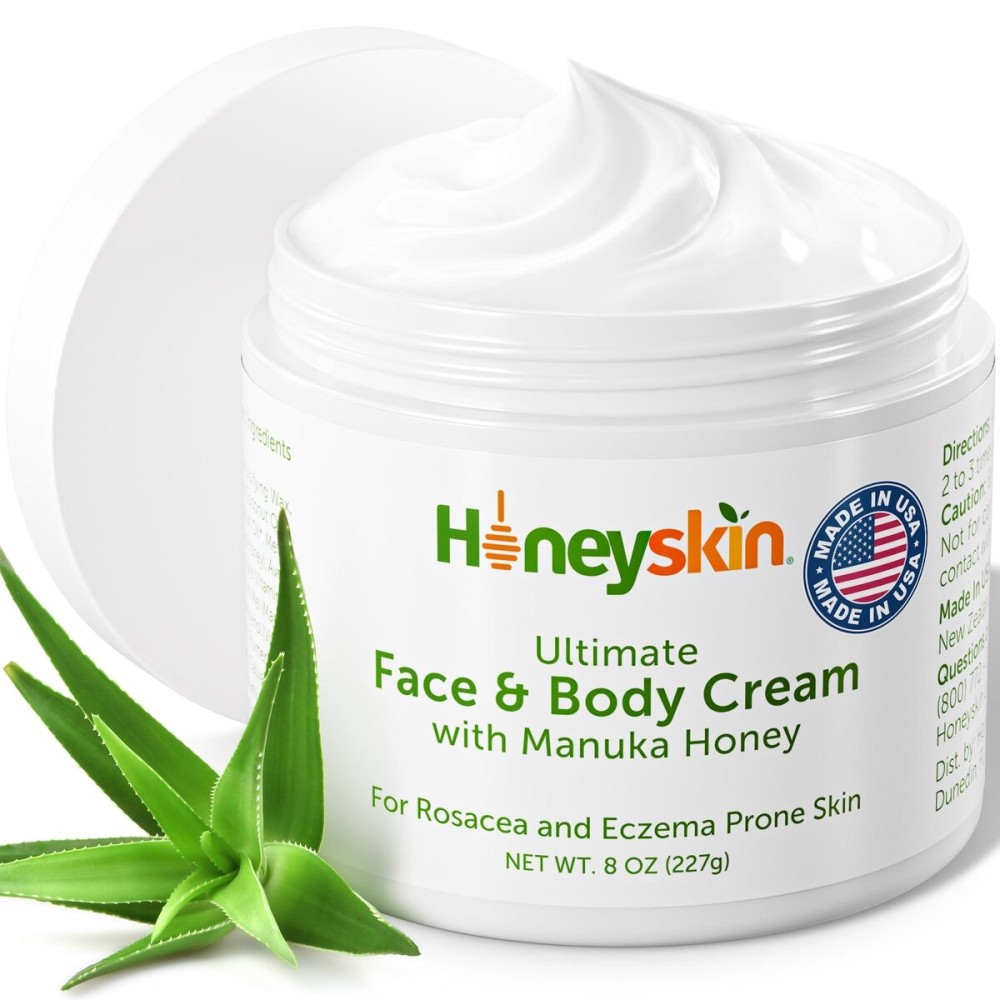 Hydrating Face Moisturizer & Body Cream with Manuka Honey Cream & Coconut Body Oil - Organic Face Moisturizer and Body Lotion for Extremely Dry Skin - For Dry Itchy Skin & Rosacea Treatment (8oz) Hydrating Face Moisturizer & Body Cream with Manuka Honey Cream & Coconut Body Oil - Organic Face Moisturizer and Body Lotion for Extremely Dry Skin - For Dry Itchy Skin & Rosacea Treatment (8oz)