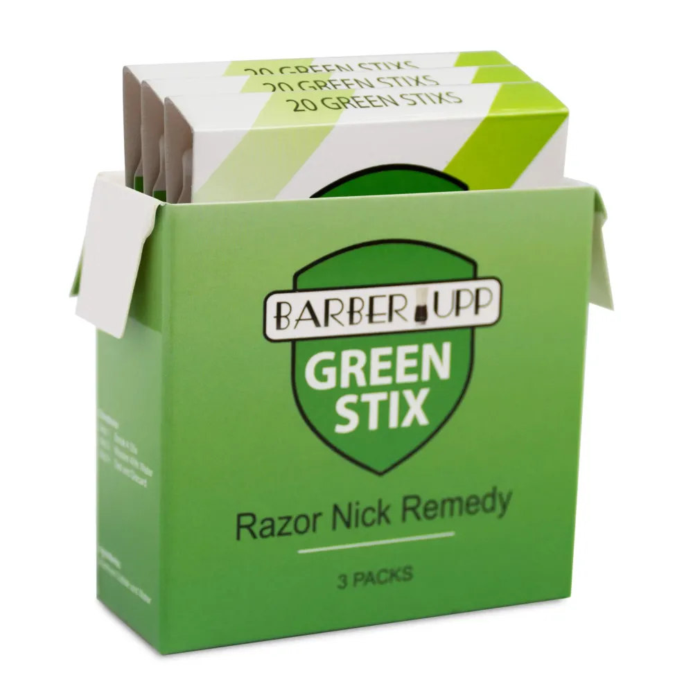 BARBERUPP Styptic Stick Shave Accessories (Green Stix, 3 Pack) Stops Bleeding For Razor Nicks For Men & Women - Sanitary and Great For Barbers or Personal BARBERUPP Styptic Stick Shave Accessories (Green Stix, 3 Pack) Stops Bleeding For Razor Nicks For Men & Women - Sanitary and Great For Barbers or Personal