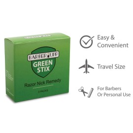 BARBERUPP Styptic Stick Shave Accessories (Green Stix, 3 Pack) Stops Bleeding For Razor Nicks For Men & Women - Sanitary and Great For Barbers or Personal BARBERUPP Styptic Stick Shave Accessories (Green Stix, 3 Pack) Stops Bleeding For Razor Nicks For Men & Women - Sanitary and Great For Barbers or Personal