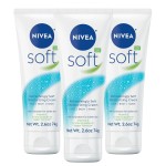 NIVEA Soft Refreshingly Soft Moisturizing Cream, Lightweight Moisturizer for Face, Body and Hands, Body Cream Enriched with Jojoba Oil and Vitamin E, 2.6 Oz Tube, Pack of 3