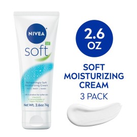 NIVEA Soft Refreshingly Soft Moisturizing Cream, Lightweight Moisturizer for Face, Body and Hands, Body Cream Enriched with Jojoba Oil and Vitamin E, 2.6 Oz Tube, Pack of 3 NIVEA Soft Refreshingly Soft Moisturizing Cream, Lightweight Moisturizer for Face, Body and Hands, Body Cream Enriched with Jojoba Oil and Vitamin E, 2.6 Oz Tube, Pack of 3