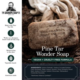 Pine Tar Bar Soap by The Grandpa Soap Company | The Original Wonder Soap | 3-in-1 Cleanser, Deodorizer & Moisturizer | 4.25 Oz. Each 3 Pack