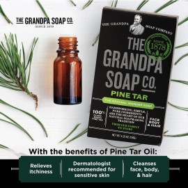 Pine Tar Bar Soap by The Grandpa Soap Company | The Original Wonder Soap | 3-in-1 Cleanser, Deodorizer & Moisturizer | 4.25 Oz. Each 3 Pack