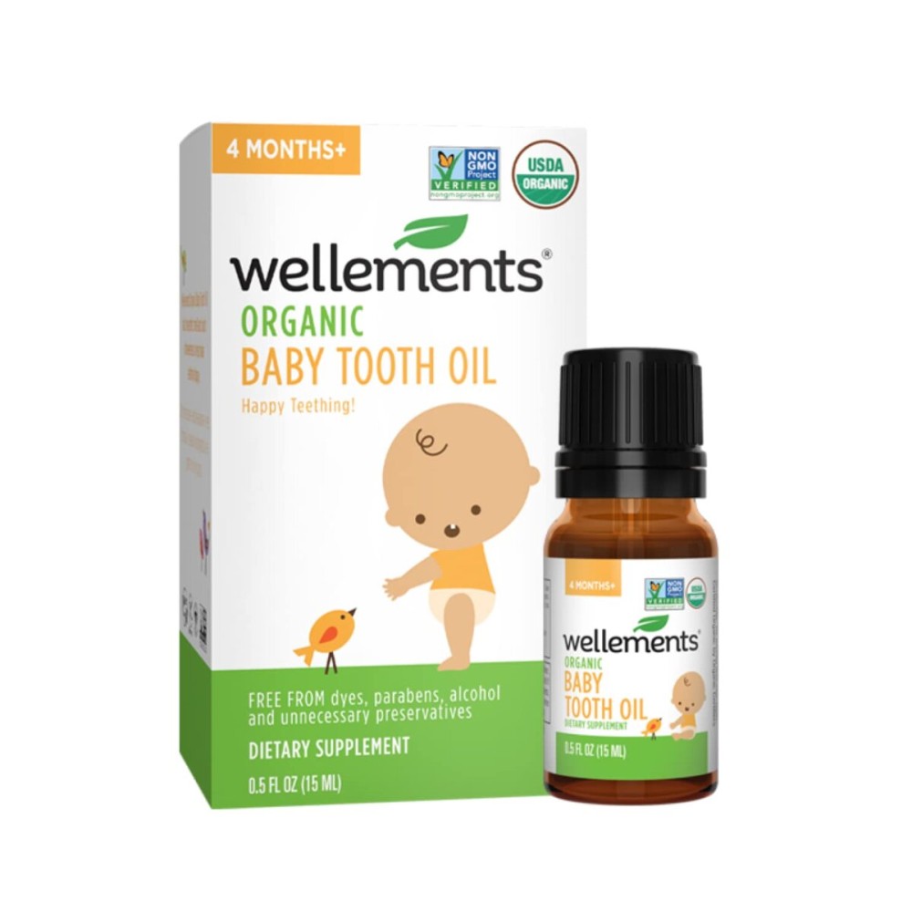Wellements Organic Baby Tooth Oil | Soothing Massage Oil for Tiny Gums, Helps Make Teething Happy, Made with Safe and Effective Certified Organic Ingredients | 0.5 Fl Oz. 4 Months + Wellements Organic Baby Tooth Oil | Soothing Massage Oil for Tiny Gums, Helps Make Teething Happy, Made with Safe and Effective Certified Organic Ingredients | 0.5 Fl Oz. 4 Months +