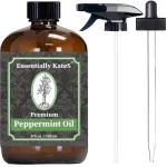Peppermint Essential Oil 4 oz. with Huge Glass Bottle, Glass Dropper, and Sprayer. Detailed User\'s Guide E-Book. Skin Care, Garden Care, and Hair Care.