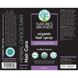 Hair Spray 8 Oz Bottle - USDA Organic Certified, Paraben-Free, Cruelty-Free and Vegan - With Natural Botanical Extracts - For All Hair Types by Nature\'s Brands is Made In USA. Hair Spray 8 Oz Bottle - USDA Organic Certified, Paraben-Free, Cruelty-Free and Vegan - With Natural Botanical Extracts - For All Hair Types by Nature\'s Brands is Made In USA.
