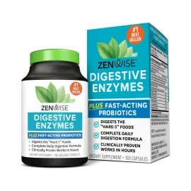 Zenwise Health Digestive Enzymes and Bromelain for Gut Health - Probiotic Multi Enzymes with Prebiotics and Probiotics for Women and Men for Digestive Health and Bloating Relief for Digestion - 180 CT