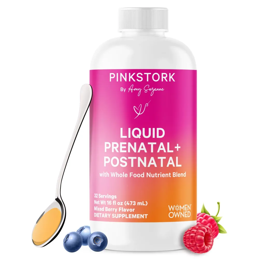 Pink Stork Liquid Prenatal Vitamins for Women - Berry Flavor - Organic Food Blend - for Fertility, Pregnancy, Postpartum- Morning Sickness Support - Breastfeeding and Lactation - 32 Servings Pink Stork Liquid Prenatal Vitamins for Women - Berry Flavor - Organic Food Blend - for Fertility, Pregnancy, Postpartum- Morning Sickness Support - Breastfeeding and Lactation - 32 Servings