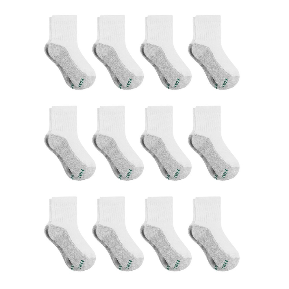 Hanes Boys Socks, Double Tough Cushioned Ankle And No Show, 12-pair Packs Athletic-socks, Ankle - White/Grey Bottom - 12 Pack, Large US Hanes Boys Socks, Double Tough Cushioned Ankle And No Show, 12-pair Packs Athletic-socks, Ankle - White/Grey Bottom - 12 Pack, Large US