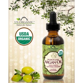 US Organic Moroccan Argan Oil, USDA Certified Organic,100% Pure & Natural, Cold Pressed Virgin, Unrefined, 2 Oz in Amber Glass Bottle, for Hair treatment, Skin, Nail, Cuticle, Sourced from Morocco.