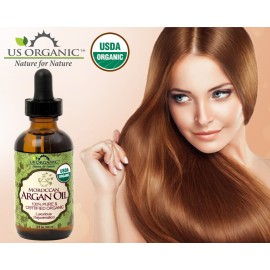 US Organic Moroccan Argan Oil, USDA Certified Organic,100% Pure & Natural, Cold Pressed Virgin, Unrefined, 2 Oz in Amber Glass Bottle, for Hair treatment, Skin, Nail, Cuticle, Sourced from Morocco.
