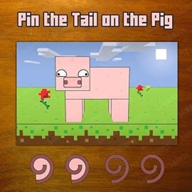 Silly Goose Gifts Pin The Tail On The Pig - Fun Kids Birthday Party Supply Celebration Activity - Pixel Block Video Game Themed Mining Craft Adventure Attach