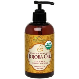 US Organic Jojoba Oil, USDA Certified Organic,100% Pure & Natural, Cold Pressed Virgin, Unrefined, Haxane Free, Sourced from Middle East directly (Large (8oz, 240ml))