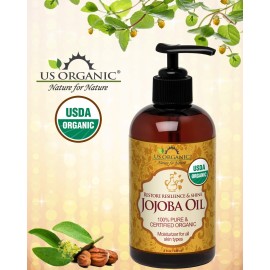 US Organic Jojoba Oil, USDA Certified Organic,100% Pure & Natural, Cold Pressed Virgin, Unrefined, Haxane Free, Sourced from Middle East directly (Large (8oz, 240ml))