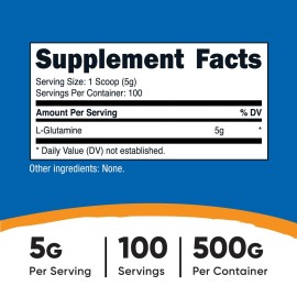 Nutricost L-Glutamine Powder (500 Grams) Unflavored - Gluten Free & Non-GMO, 100 Servings Nutricost L-Glutamine Powder (500 Grams) Unflavored - Gluten Free & Non-GMO, 100 Servings