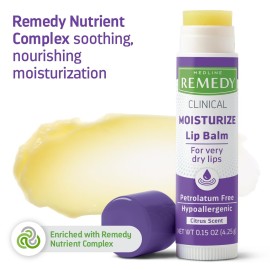 Medline Remedy Clinical Lip Balm, 3 Count, Citrus Scent, Moisturizing, Hydrating, Nourish, Nutrient Rich, Soothing Natural Oils, Revitalize, Comforting, Skin Conditioners, 0.15 oz Stick Medline Remedy Clinical Lip Balm, 3 Count, Citrus Scent, Moisturizing, Hydrating, Nourish, Nutrient Rich, Soothing Natural Oils, Revitalize, Comforting, Skin Conditioners, 0.15 oz Stick