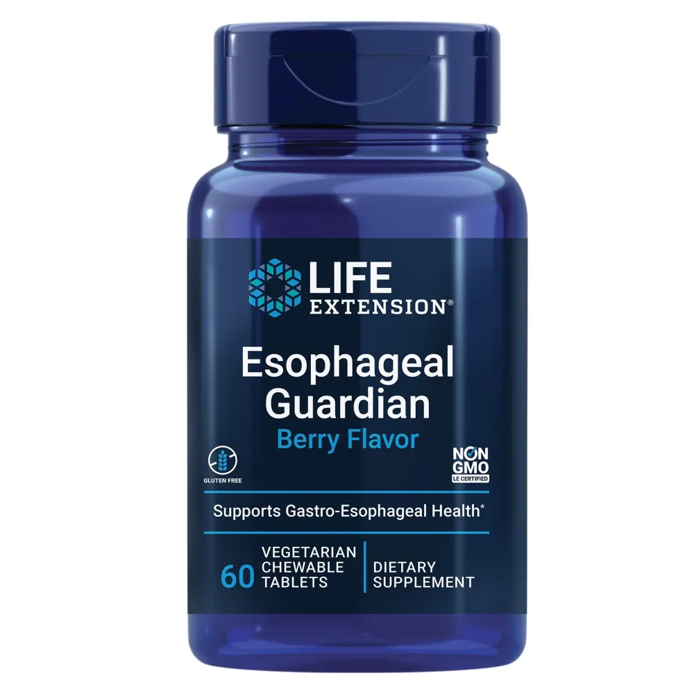 Life Extension Esophageal Guardian, alginic Acid, Potassium Bicarbonate, get Long-Lasting Relief from gastric Distress, Vegetarian, Non-GMO, Gluten-Free, 60 Vegetarian chewable Tablets Life Extension Esophageal Guardian, alginic Acid, Potassium Bicarbonate, get Long-Lasting Relief from gastric Distress, Vegetarian, Non-GMO, Gluten-Free, 60 Vegetarian chewable Tablets