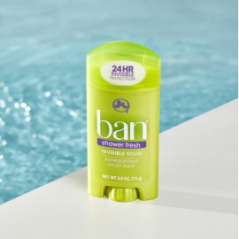 Ban Invisible Solid Antiperspirant Deodorant for Women and Men, 24-Hour Underarm Odor & Sweat Protection, Shower Fresh, 2.6 Oz, Pack of 4 Ban Invisible Solid Antiperspirant Deodorant for Women and Men, 24-Hour Underarm Odor & Sweat Protection, Shower Fresh, 2.6 Oz, Pack of 4