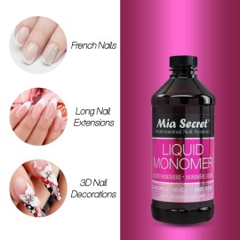 32 oz Mia Secret Liquid Monomer - Professional Acrylic Nail Liquid for Acrylic Powder - EMA monomer acrylic nail liquid