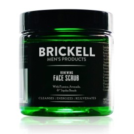 Brickell Men\'s Renewing Face Scrub for Men, Natural and Organic Deep Exfoliating Facial Scrub Formulated with Jojoba Beads, Coffee Extract and Pumice, 4 Ounce, Scented