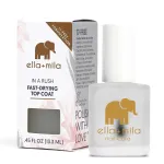 ella+mila In a Rush Fast Dry Top Coat Nail Polish with High Glossy Shine. This clear nail polish features a UV inhibitor to resist yellowing and comes in a 0.45 fl oz bottle