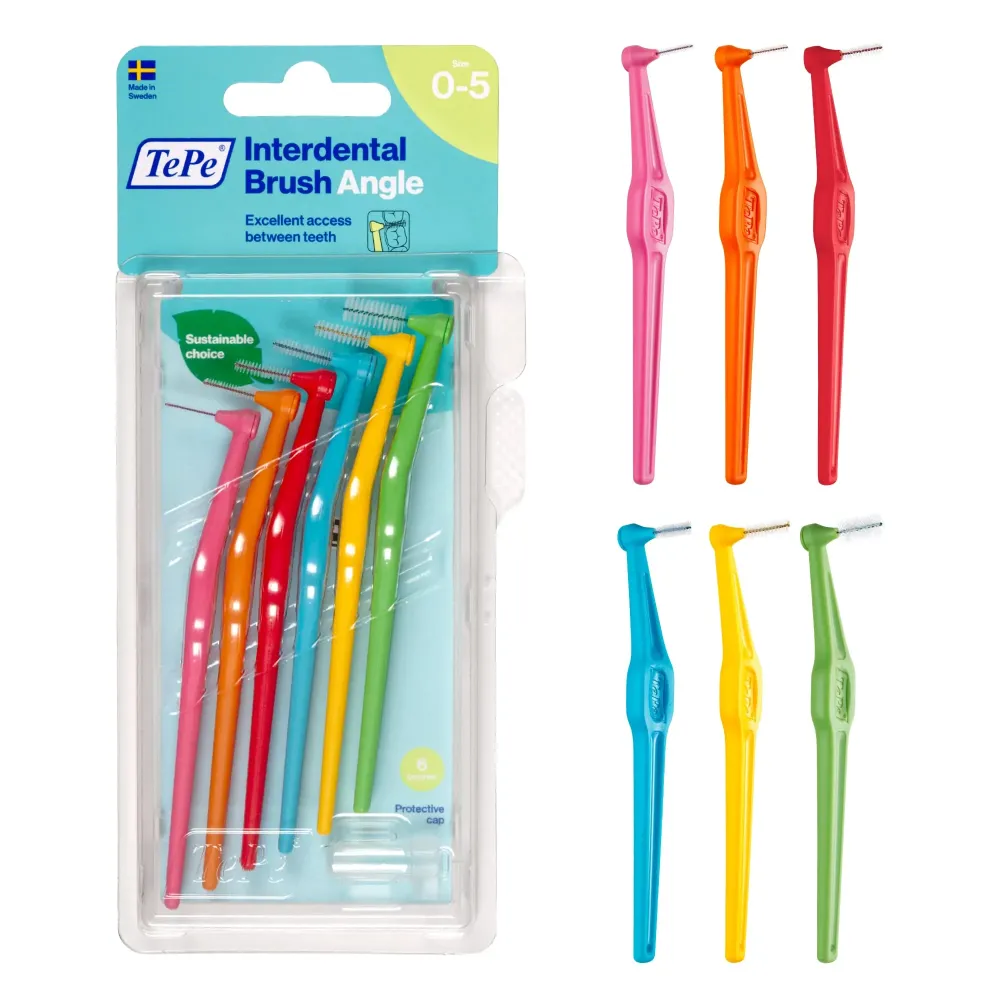 TePe Pack of 6 Interdental Brush Angle, Angled Dental Brush for Teeth Cleaning, Multi Pack TePe Pack of 6 Interdental Brush Angle, Angled Dental Brush for Teeth Cleaning, Multi Pack