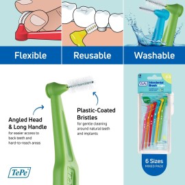 TePe Pack of 6 Interdental Brush Angle, Angled Dental Brush for Teeth Cleaning, Multi Pack TePe Pack of 6 Interdental Brush Angle, Angled Dental Brush for Teeth Cleaning, Multi Pack