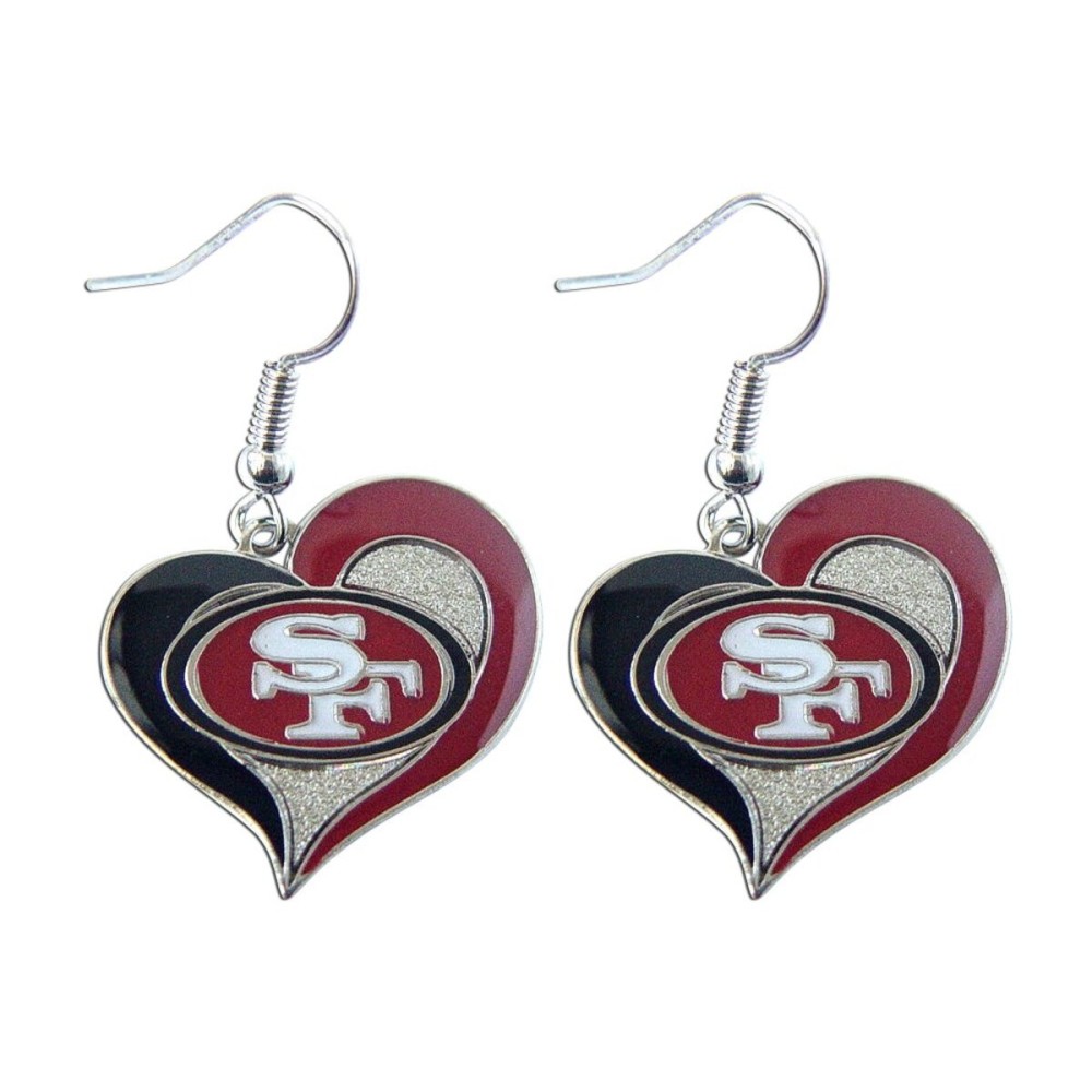 Aminco NFL San Francisco 49ers Swirl Heart Earrings,Team Color,One Size Aminco NFL San Francisco 49ers Swirl Heart Earrings,Team Color,One Size