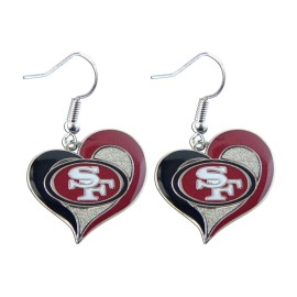 Aminco NFL San Francisco 49ers Swirl Heart Earrings,Team Color,One Size