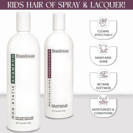 Brandywine Non Static Shampoo & Revitalizing Conditioner 16 Ounce, Value Pack Bundle 2 items