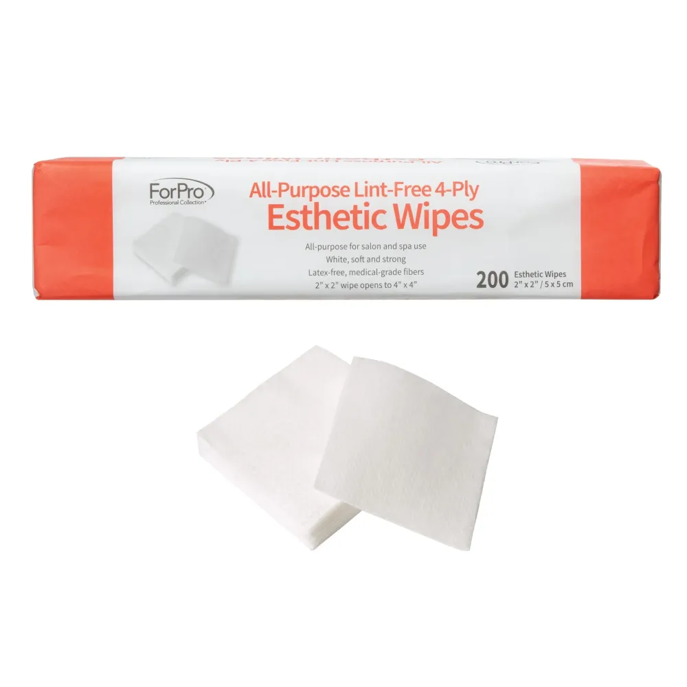 ForPro Professional Collection All-Purpose Lint-Free 4-Ply Esthetic Wipes, for Salon and Spa Use, Soft, Strong and Durable, Latex-Free, 2 x 2, 200-Count ForPro Professional Collection All-Purpose Lint-Free 4-Ply Esthetic Wipes, for Salon and Spa Use, Soft, Strong and Durable, Latex-Free, 2 x 2, 200-Count
