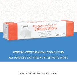 ForPro Professional Collection All-Purpose Lint-Free 4-Ply Esthetic Wipes, for Salon and Spa Use, Soft, Strong and Durable, Latex-Free, 2 x 2, 200-Count ForPro Professional Collection All-Purpose Lint-Free 4-Ply Esthetic Wipes, for Salon and Spa Use, Soft, Strong and Durable, Latex-Free, 2 x 2, 200-Count