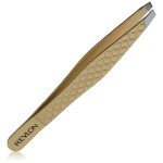 Revlon Gold Series Slanted Tip Tweezers, Ultra-Sharp for Precision Eyebrow Shaping and Facial Hair Removal, Diamond and Titanium-Coated for Durability, 1 Count