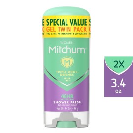 Mitchum Women\'s Deodorant, Antiperspirant Stick, Triple Odor Defense Gel, 48 Hr Protection, Shower Fresh, 3.4 Oz (Pack of 2) Mitchum Women\'s Deodorant, Antiperspirant Stick, Triple Odor Defense Gel, 48 Hr Protection, Shower Fresh, 3.4 Oz (Pack of 2)