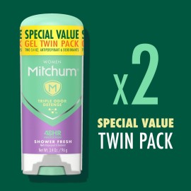 Mitchum Women\'s Deodorant, Antiperspirant Stick, Triple Odor Defense Gel, 48 Hr Protection, Shower Fresh, 3.4 Oz (Pack of 2) Mitchum Women\'s Deodorant, Antiperspirant Stick, Triple Odor Defense Gel, 48 Hr Protection, Shower Fresh, 3.4 Oz (Pack of 2)