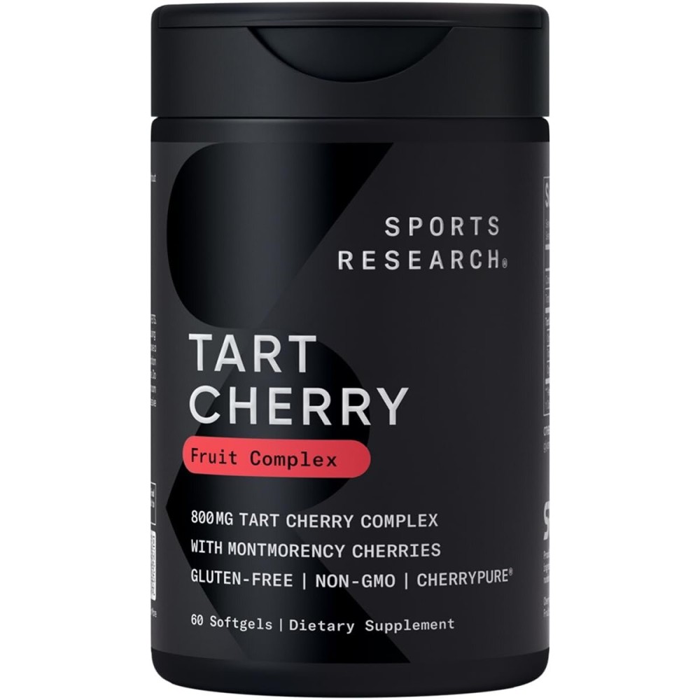 Sports Research Tart Cherry Capsules - Made from Montmorency Tart Cherries - Non-GMO & Gluten Free - 60 Liquid Softgels Sports Research Tart Cherry Capsules - Made from Montmorency Tart Cherries - Non-GMO & Gluten Free - 60 Liquid Softgels