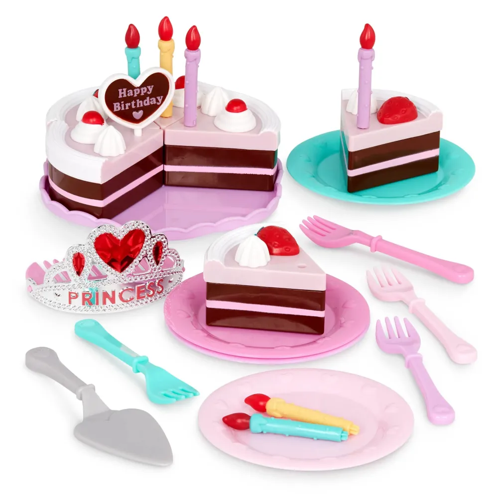 Battat- Play Circle- Birthday Cake - Toy Food - Plates & Candles Accessories- Pretend Play- Princess Birthday Party- 3 years + (24 Pcs) Battat- Play Circle- Birthday Cake - Toy Food - Plates & Candles Accessories- Pretend Play- Princess Birthday Party- 3 years + (24 Pcs)