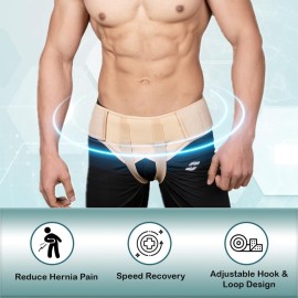 Wonder Care Hernia Belt for Men Inguinal - Hernia Truss, Groin Brace Hernia Support for Men, Removable Compression Pads & Adjustable Groin Straps, Double inguinal Hernia Support for Men, Small