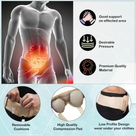 Wonder Care Hernia Support - Groin Hernia Support for Men, 2 Removable Compression Pads & Adjustable Groin Straps, Double inguinal Hernia Support for Men -L