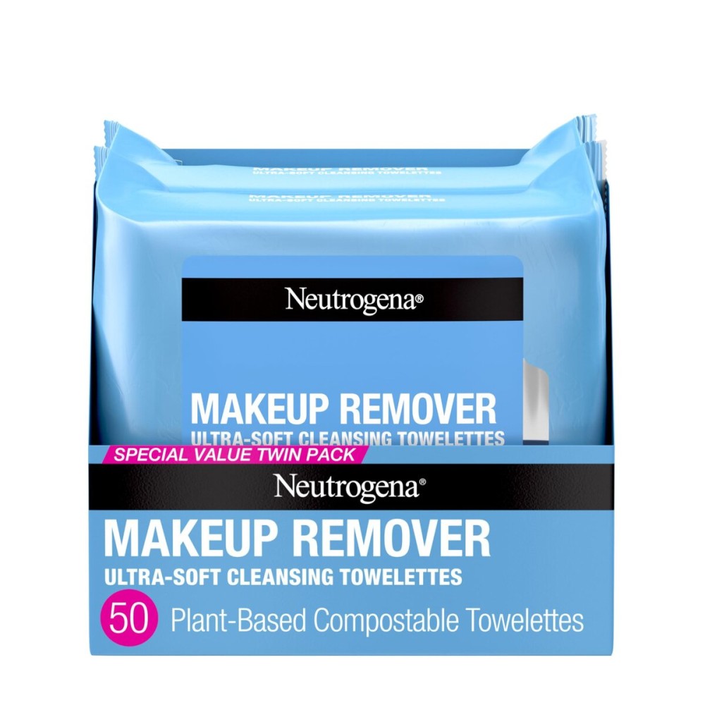 Neutrogena Makeup Remover Wipes, Daily Facial Cleanser Towelettes, Gently Cleanse and Remove Oil & Makeup, Alcohol-Free Makeup Wipes, 2 x 25 ct Neutrogena Makeup Remover Wipes, Daily Facial Cleanser Towelettes, Gently Cleanse and Remove Oil & Makeup, Alcohol-Free Makeup Wipes, 2 x 25 ct
