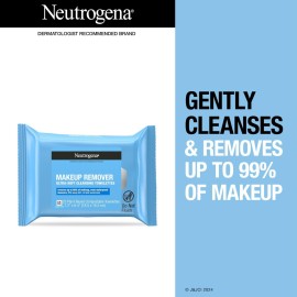 Neutrogena Makeup Remover Wipes, Daily Facial Cleanser Towelettes, Gently Cleanse and Remove Oil & Makeup, Alcohol-Free Makeup Wipes, 2 x 25 ct Neutrogena Makeup Remover Wipes, Daily Facial Cleanser Towelettes, Gently Cleanse and Remove Oil & Makeup, Alcohol-Free Makeup Wipes, 2 x 25 ct