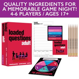 ADULT LOADED QUESTIONS, a Rousing Adult Party Game, Over 300 Suggestive, Silly, Stimulating Questions, 4 to 6 Players, for Ages 17 and up ADULT LOADED QUESTIONS, a Rousing Adult Party Game, Over 300 Suggestive, Silly, Stimulating Questions, 4 to 6 Players, for Ages 17 and up
