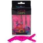 Framar Gator Grips Pink Styling Hair Clips - Professional Pink Hair Clips with Hair Styling and Sectioning, Rubberized - Wide Teeth & Durable for Hair Salon - 4 Pack