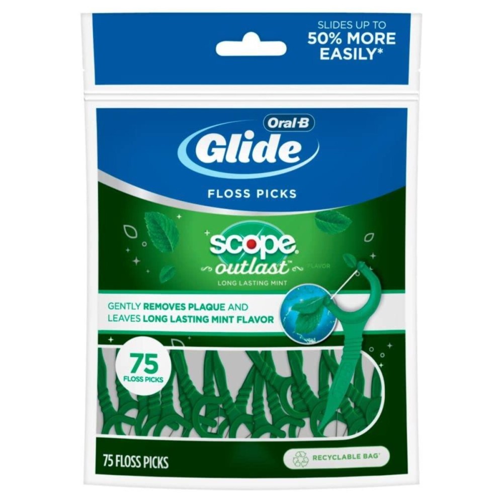 Oral-B Glide Complete Floss Picks, Dental Floss Picks, Scope Outlast, 75-ct, Toothpicks Floss Picks Oral-B Glide Complete Floss Picks, Dental Floss Picks, Scope Outlast, 75-ct, Toothpicks Floss Picks