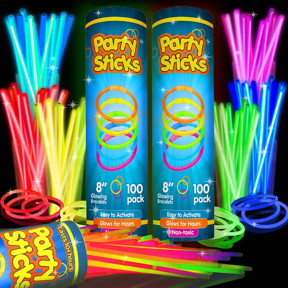 PartySticks Glow Sticks Party Supplies 200pk - 8 Inch Glow in the Dark Light Up Sticks Party Favors, Glow Party Decorations, Neon Party Glow Necklaces and Glow Bracelets with Connectors PartySticks Glow Sticks Party Supplies 200pk - 8 Inch Glow in the Dark Light Up Sticks Party Favors, Glow Party Decorations, Neon Party Glow Necklaces and Glow Bracelets with Connectors