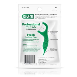 GUM Professional Clean Floss Picks - Extra Strong Shred-Resistant Floss, Easy Grip Handle - Dental Flossers for Adults - Fresh Mint Flavor, 90ct (3pk) GUM Professional Clean Floss Picks - Extra Strong Shred-Resistant Floss, Easy Grip Handle - Dental Flossers for Adults - Fresh Mint Flavor, 90ct (3pk)