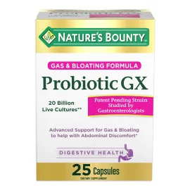 Nature\'s Bounty Probiotic, for Occasional Gas and Bloating Dietary Formula by Nature\'s Bounty, Dietary Supplement, Helps with Abdominal Discomfort, Promotes Digestive Health, 25 Capsules
